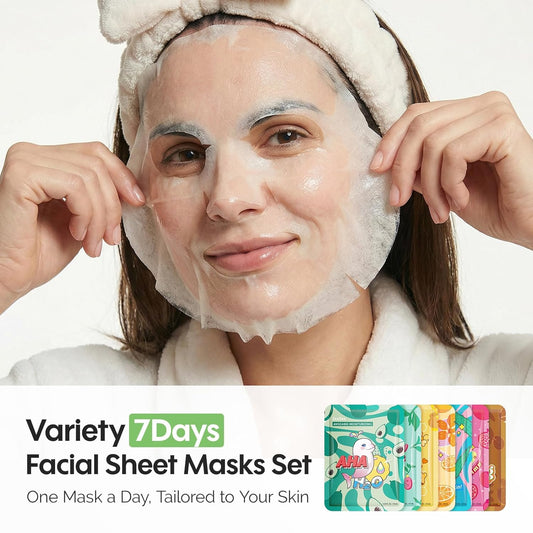 ZealSea Face Masks Skincare for Women, Variety 7Days Facial Sheet Mask Set for Deep Hydrating & Glow, Daily Self-Care Gift & Family Moment for Teens Kids Girls Birthday Party, Safe for all Skin types