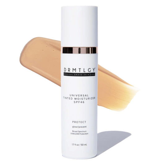 DRMTLGY Universal Tinted Moisturizer SPF 46 – Hydrating Dewy Tinted Sunscreen for Face with Zinc Oxide & Octinoxate – Niacinamide & Hyaluronic Acid – Broad Spectrum Lightweight Daily SPF, 1.7 oz