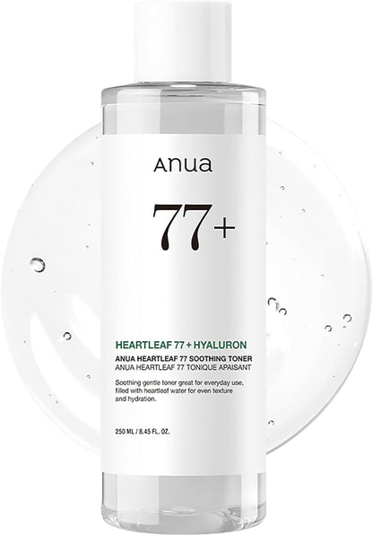 Anua Heartleaf 77 Soothing Toner, Moisturizing & Calming Facial Toner for Glass Skin, Hyaluronic Acid, Lightweight Hydration for Sensitive Skin, Redness Relief, Korean Skincare, 8.45 fl.oz
