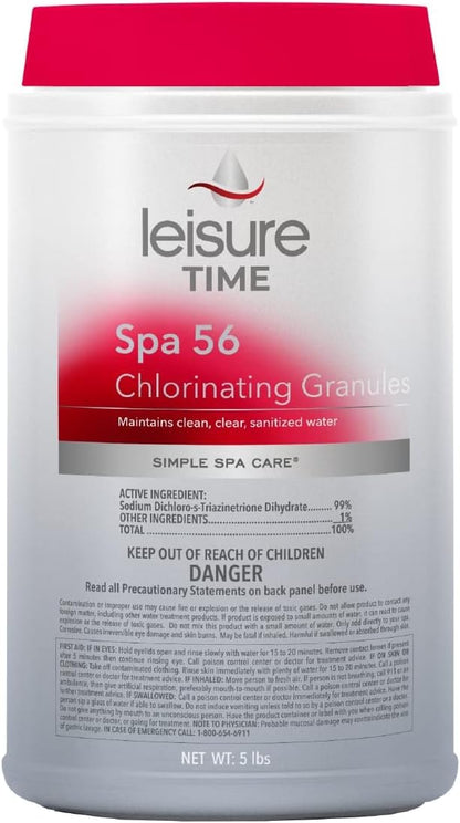 Leisure Time E5 Spa 56 Chlorinating Granules for Spas and Hot Tubs - Maintains Clean, Clear, Sanitized Water, 5 lbs