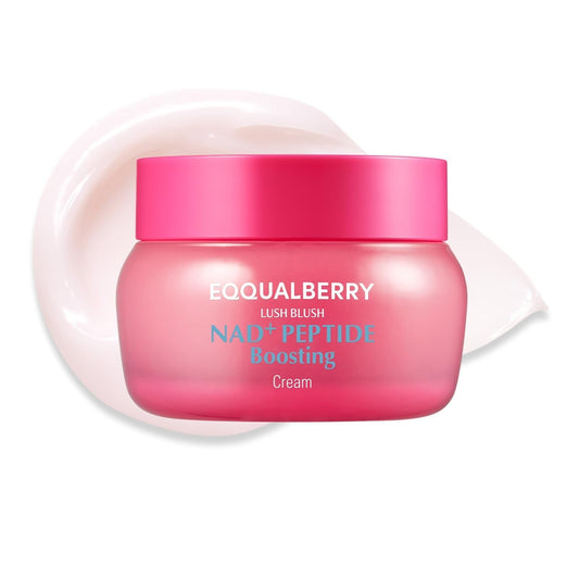 EQQUALBERRY NAD+ Peptide Boosting Cream – NAD+ 5% & 13 Peptides Anti-Aging Korean Skincare Face & Body Cream | Firming & Lifting Pink Neck Cream for Sagging Skin (1.69 fl.oz / 50ml)