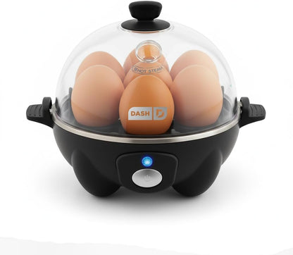 Dash Rapid Egg Cooker - Boiler, Poacher & Steamer - Includes Measuring & Recipe Guide - Dishwasher Safe - BPA Free - Holds 7 Eggs, Black