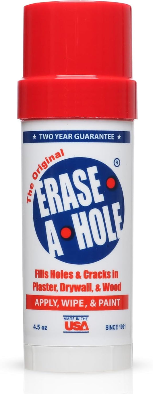 Erase-A-Hole Wall Repair Stick – Quick-Dry Nail & Screw Hole Filler for Drywall, Wood & Plaster – No Sand Spackle Alternative, Paintable Putty, 4.5 oz