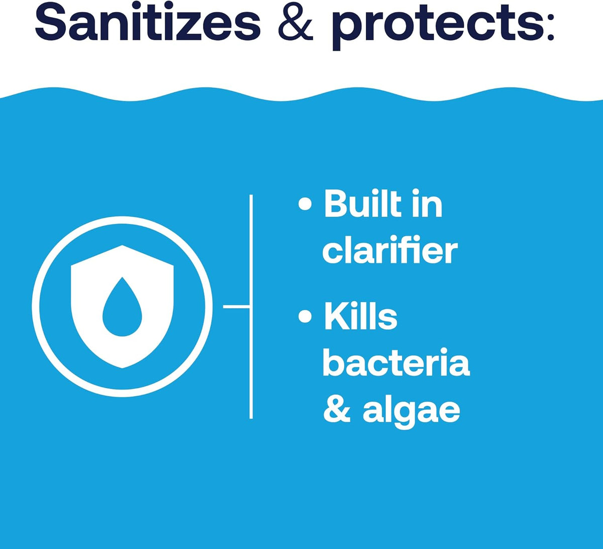 HTH 42049 Pool Care 1" Chlorine Tabs, Swimming Pool Sanitizer with Added Clarifier - Eliminates Bacteria & Algae, Makes Water Clean & Crystal Clear, Sanitizes & Protects - Slow Dissolving, 1.5 lbs