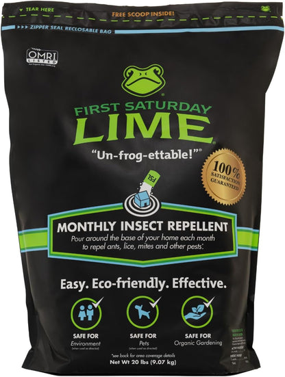 First Saturday Lime Insect Deterrent-20LB Bag| Monthly Insect Shield| Multi-Purpose Insect Control for Outdoors| Prevents Ants & Other Insects