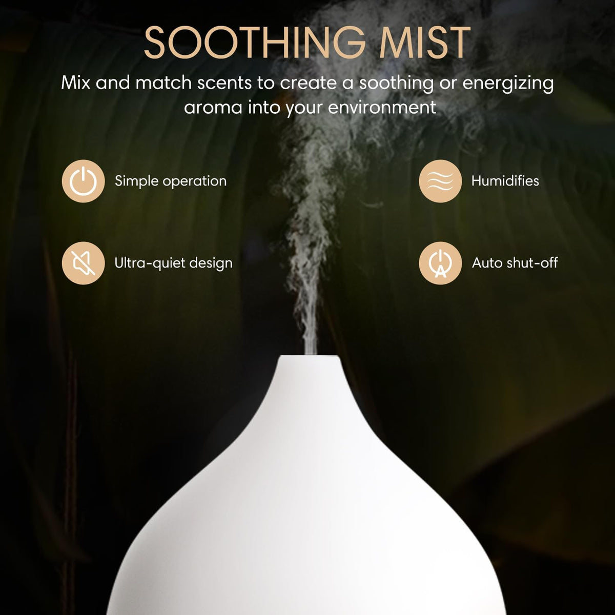 SALKING Essential Oil Diffuser, 100ml Small Aromatherapy Diffuser with Auto Shut-Off Function, Ultrasonic Diffusers for Essential Oils, Cool Mist Humidifier with Warm White Lights, for Office Home