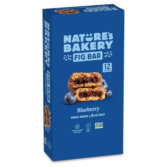 Nature's Bakery Whole Wheat Fig Bars, Blueberry, Real Fruit, Vegan, Non-GMO, Snack bar, Twin packs- 12 count