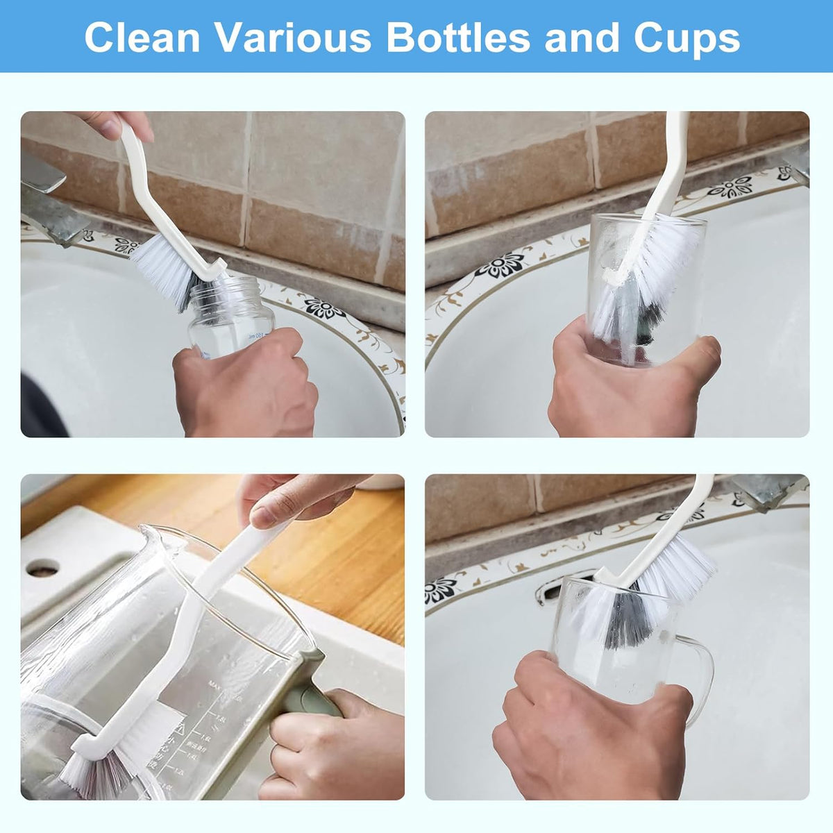Dfacio 11Pcs Crevice Cleaning Brush Set, Hard Bristle Cleaning Supplies for Kitchen, Bathroom, Corner, Grout, Sink, Cup, Teapot, Bottle, Blender