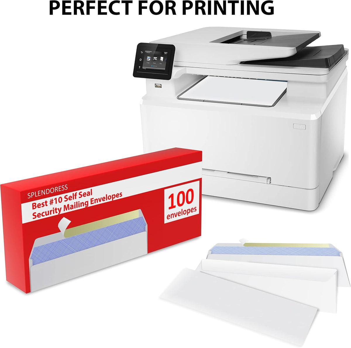 #10 Envelopes Letter Size Self Seal | 100 Business Mailing Security Peel and Sealing Envelope | 100% Tinted | no 10 White Windowless Legal Regular Plain Envelops Pack | 4-1/8 x 9-1/2 Inches | 24 LB
