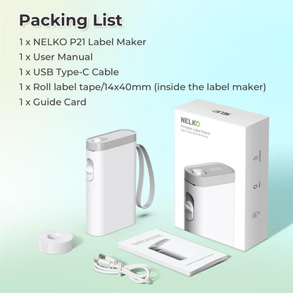 Nelko Label Maker Machine with Tape, P21 Bluetooth Label Printer, Wireless Mini Label Makers with Multiple Templates for School Office Home, White