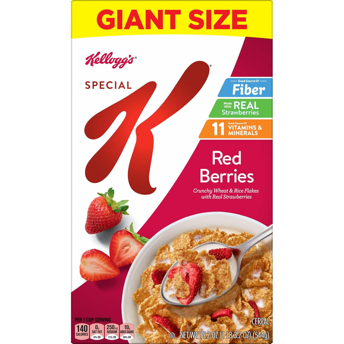 Kellogg's Special K Red Berries Breakfast Cereal, Good Source of Fiber, Giant Size, 19.2 oz