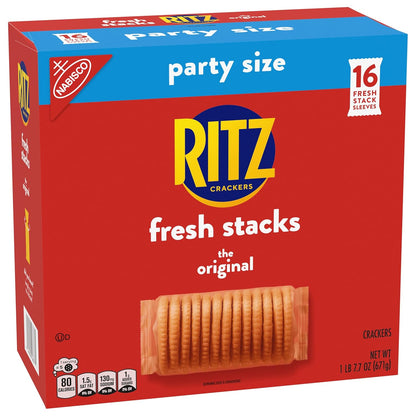 RITZ Fresh Stacks Original Crackers, Party Size, Travel Snacks, 23.7 oz (16 Multi Snack Packs)