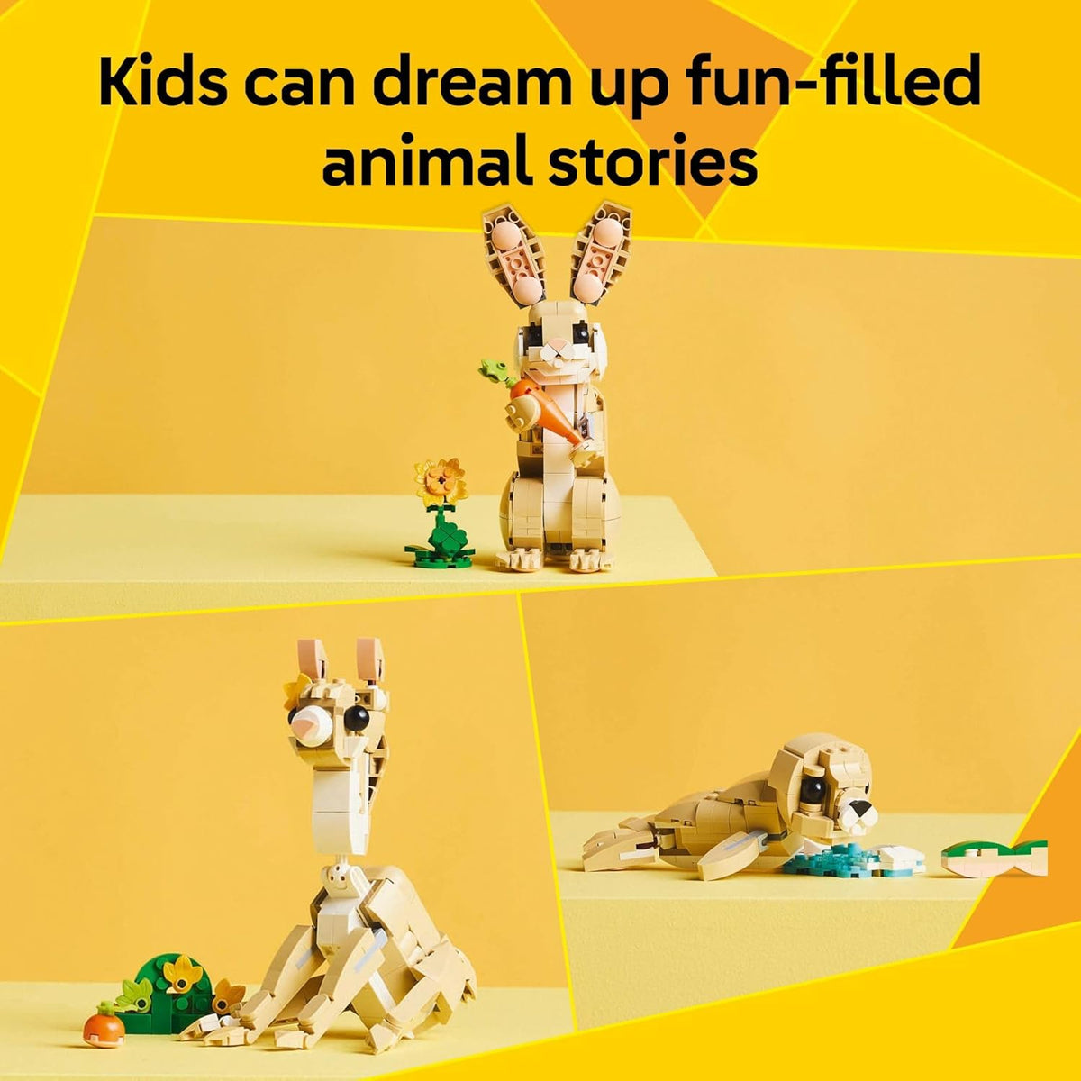 LEGO Creator 3 in 1 Cute Bunny Toy - Building Toy Set with 3 Build Options, Bunny, Seal, or Llama - Animal Figures for Kids, Girls and Boys, Ages 8+ - Gift Idea for Birthdays - 31162