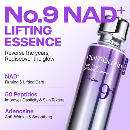 numbuzin No.9 NAD+ Peptide Lifting Serum for Face and Body, Firming & Wrinkles, 50 Peptide Essence for Sagging Skin, Fine Lines & Elasticity, Hydrating & Tightening Formula, Korean Skincare 1.69 fl oz