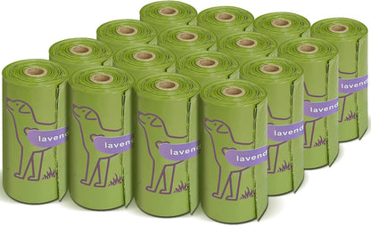 240 Count Lavender Scented 13” x 9” Dog Poop Bags Rolls, Leakproof Strong & Sturdy Waste Bags for Doggie Cat Pet