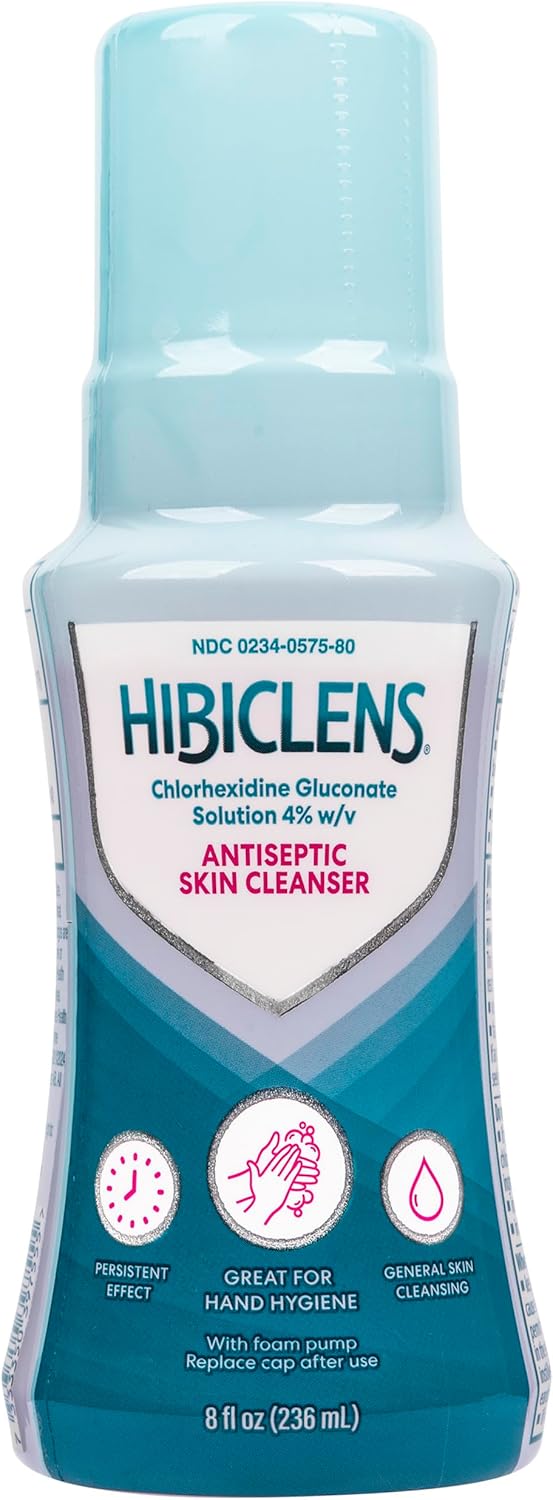 Hibiclens – Antimicrobial and Antiseptic Soap and Skin Cleanser – 8 oz with Foaming Pump – for Home and Hospital – 4% CHG
