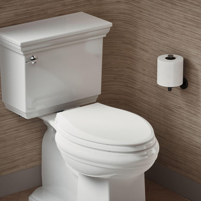KOHLER 4636-RL-0 Cachet ReadyLatch Elongated Toilet Seat Slow Close, Soft Close Toilet Seat Quiet Lid, Contoured Grip-Tight Bumpers Installation Hardware, Apartment Essentials, White