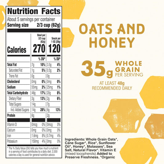 Cascadian Farm Organic Granola, Oats and Honey Cereal, Resealable Pouch, 11 oz