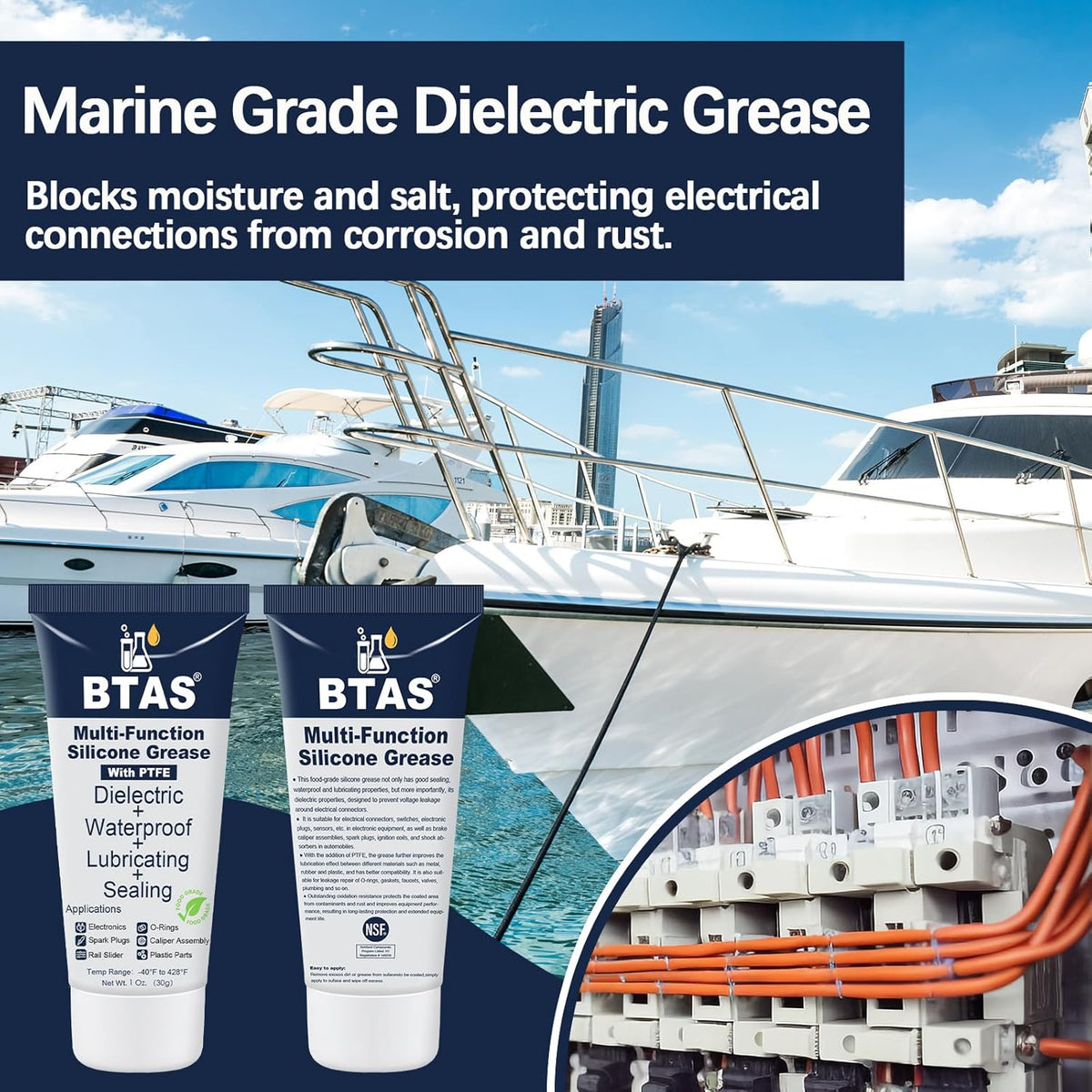 BTAS Dielectric Grease for Electrical Connectors Automotive Spark Plug Boot Battery Terminal Marine Dialectical Electronics Wiring Die Electric Contact Silicone Dialectric Grease 1 oz 1 Pcs