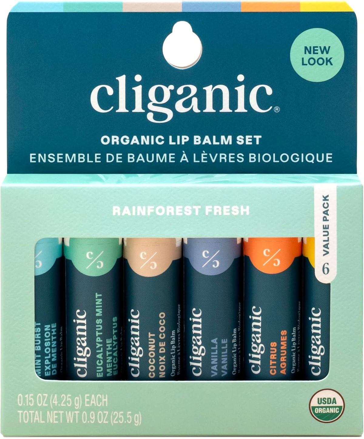 Cliganic Organic Lip Balm Set (6 Flavors) - 100% Natural Hydrating, Moisturizing for Dry Cracked Lips, Stocking Stuffer Gift for Men & Women