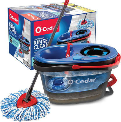 O-Cedar RinseClean Spin Mop & Bucket System | Clean with Water | Removes 99% of Bacteria