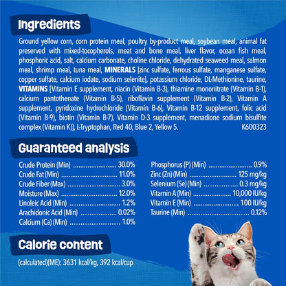 Purina Friskies Dry Cat Food Seafood Sensations With Salmon, Tuna, and Shrimp Flavors - 22 lb. Bag